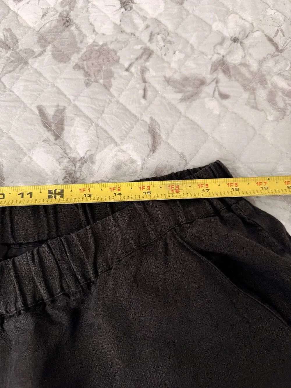 Quince 100% Linen Straight Leg Pants Black XL Elastic Waist